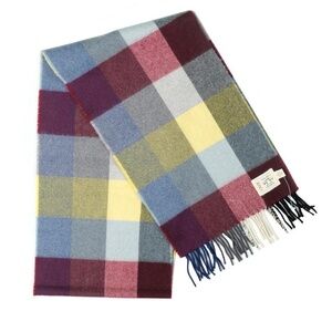 AVOCA The Mill Scarf Windowpane Plaid 100% Wool Made in IRELAND 72" x 10"